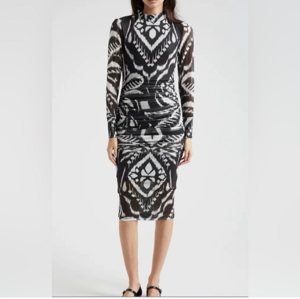 FARM Rio Black and White Midi Dress